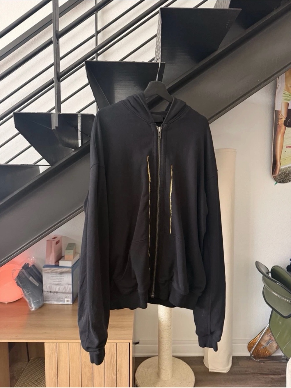 Haider Ackermann Black Perth Zip-Up Hoodie Gold Embroidery AW 2017